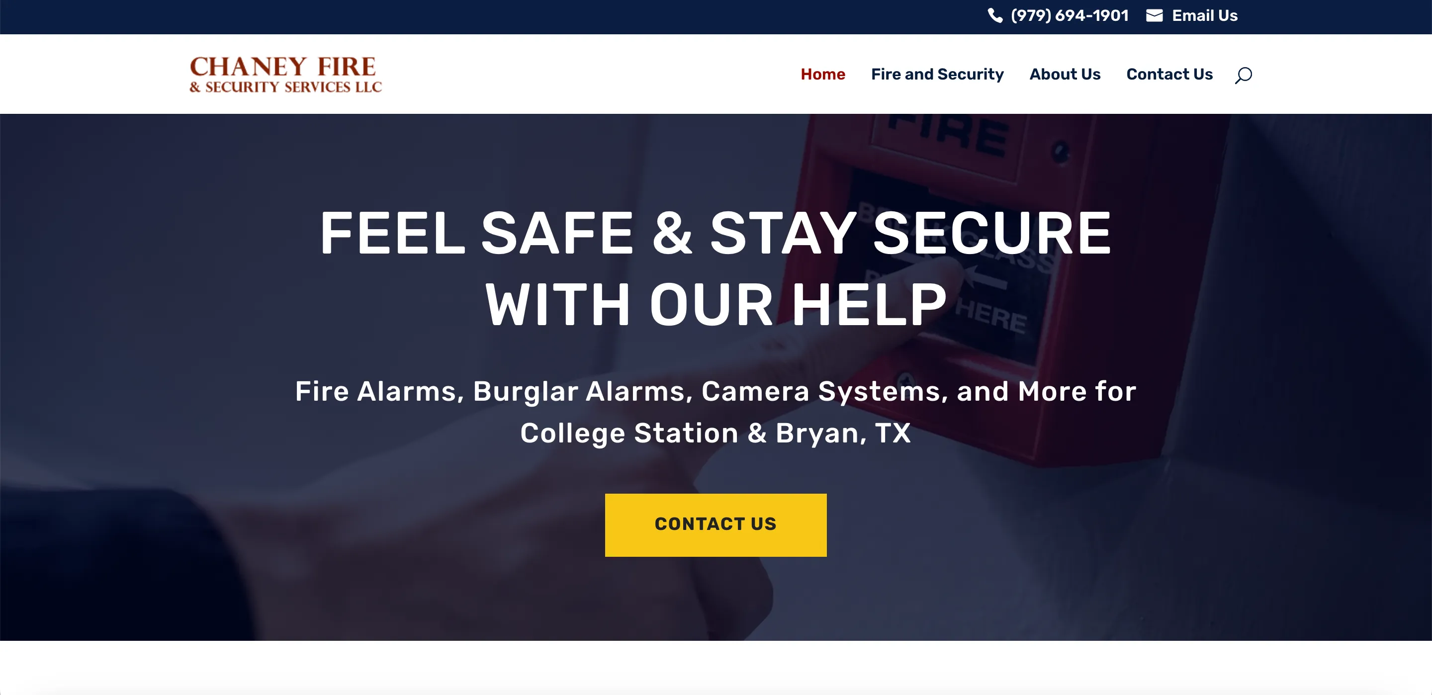 Chaney Fire and Security redesigned home page