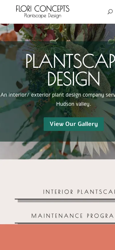 Flori Concepts home page on a mobile device