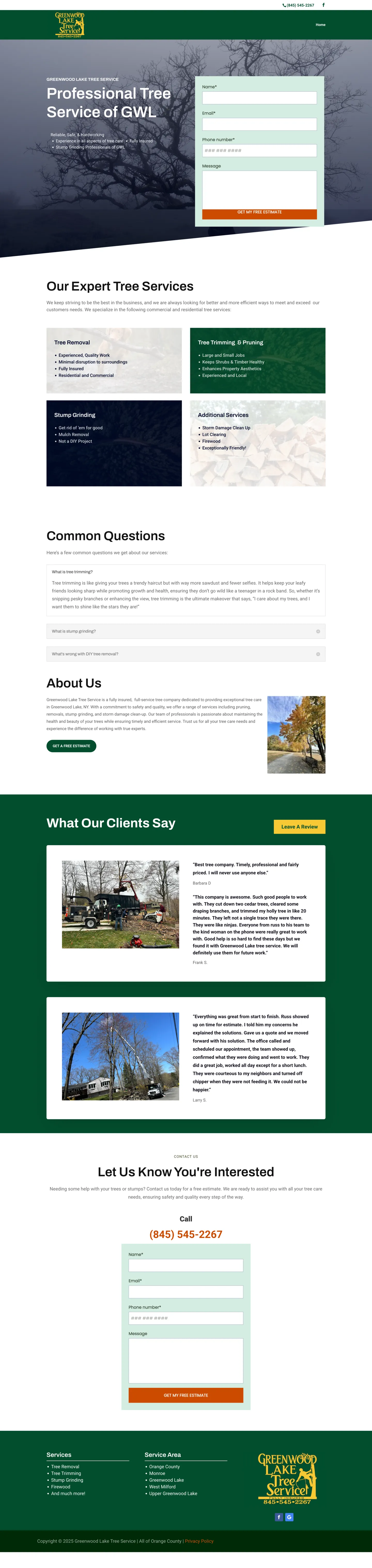 Greenwood Lake Tree Service full website
